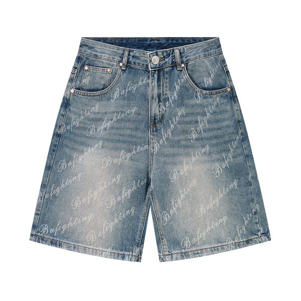6553 Men's Summer 12.7 oz Lyocell Baggy All‑Over Printing Denim Shorts