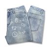 N0108 Men's 13.8 oz Laser Etching Regular Straight Jeans