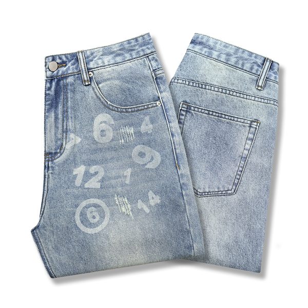 N0108 Men's 13.8 oz Laser Etching Regular Straight Jeans