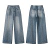 Women's 11 OZ Rhinestone Classic Five Pockets Wide Leg Jeans