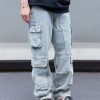 8557 Men's 14.2 OZ Vintage Light Wash Cargo Baggy Jeans