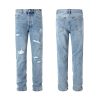 8001 Men's 11.5 OZ Slim Fit Straight Destroyed Ripped Jeans