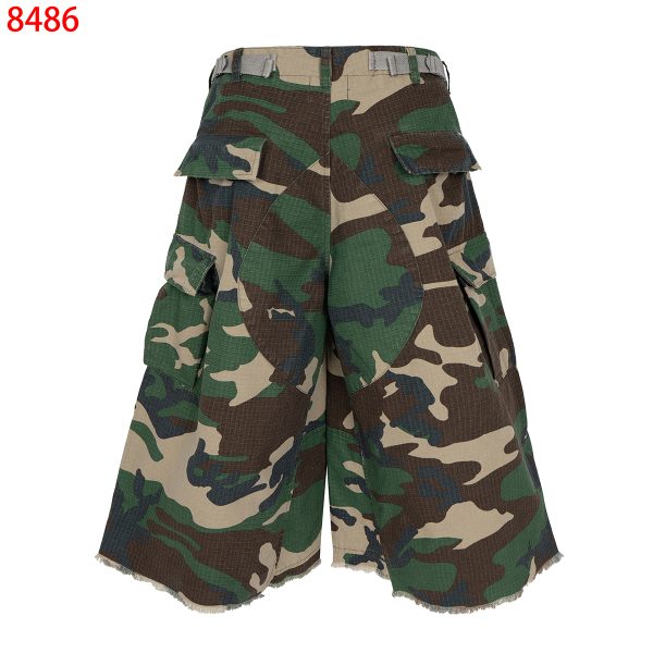8486 Men's 9.8 OZ 100% Cotton Baggy Military Ripstop Camo Cargo Cropped Capri Pants