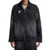W121 Men's 14.6 OZ Oversized Zip‑up Pin‑badge Denim Jackets