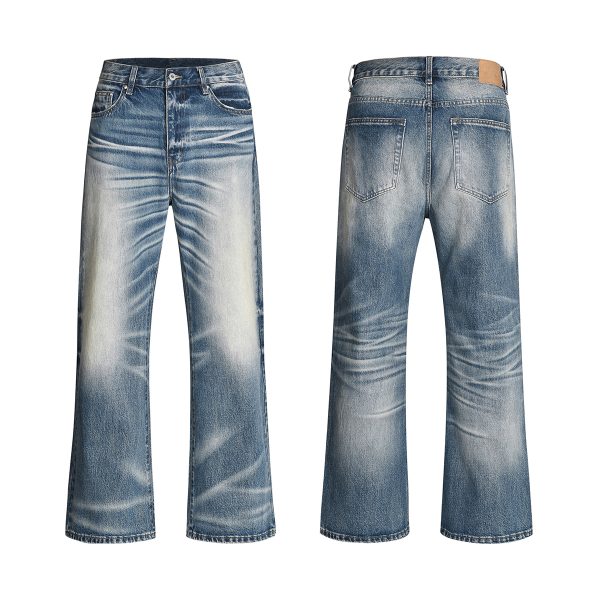 Q212  Men's 13.5 OZ 100% Cotton Heavy 3D Whiskers Bootcut Jeans
