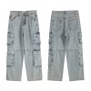 8557 Men's 14.2 OZ Vintage Light Wash Cargo Baggy Jeans