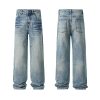 9912 Men's Vintage Acid Snow Wash Hand‑Brushed Whiskers Jeans