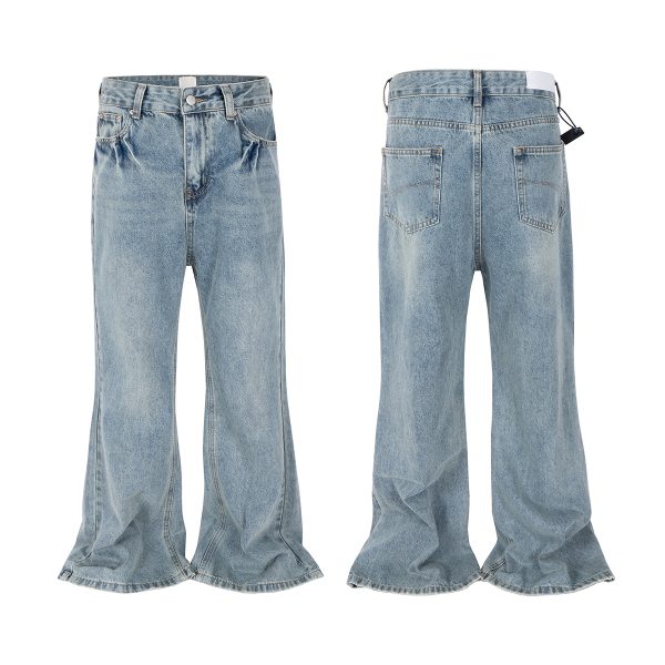 1787746594837204.jpg T-GJ019 Men's 13.5 OZ High Rise Light Stone Wash Flare Jeans