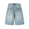 K030 Men's 13.2 OZ Snap Hook 3D Baroque Embroidery Denim Shorts