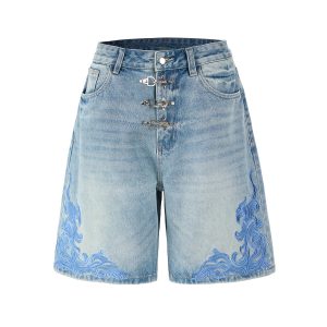 1787748675919564.jpg K030 Men's 13.2 OZ Snap Hook 3D Baroque Embroidery Denim Shorts