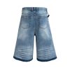 TJ177 Men's 12.5 OZ Baggy Loose Destroyed Ripped Raw Hem Capri Cropped Jeans