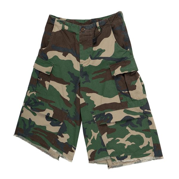 8486 Men's 9.8 OZ 100% Cotton Baggy Military Ripstop Camo Cargo Cropped Capri Pants