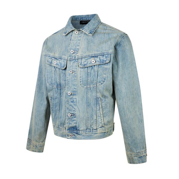 DY-994 Men's 14.8 OZ Boxy Stretch Vertical Slub Trucker Denim Jackets