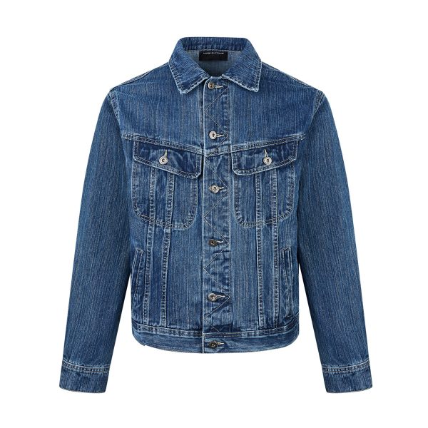 DY-994 Men's 14.8 OZ Boxy Stretch Vertical Slub Trucker Denim Jackets