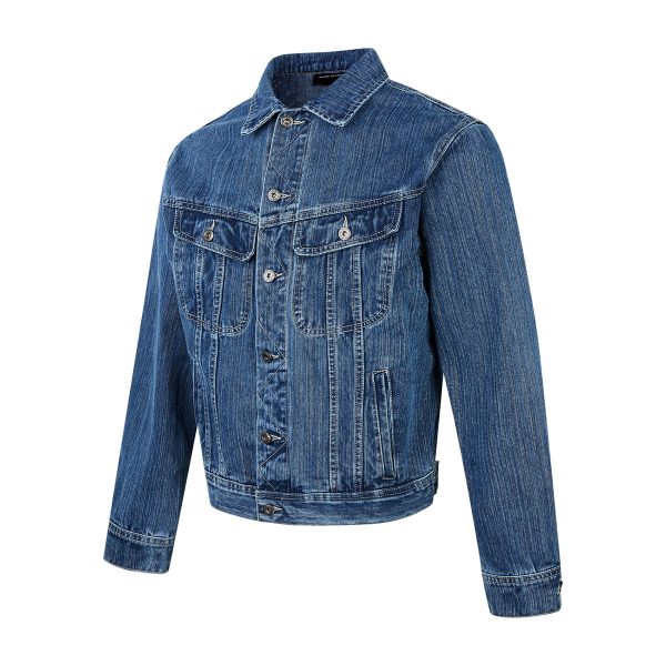 DY-994 Men's 14.8 OZ Boxy Stretch Vertical Slub Trucker Denim Jackets