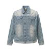 B3199 Men's 13.8 OZ Oversize Vintage Jacquard Streetwear Denim Trucker Jackets