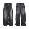 TJ129 Men's 13.8 OZ Paint Splatter Charcoal Black Baggy Jeans
