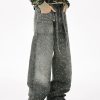 Q166 Men's 3D Digital Printing Rhinestone Loose Straight Jeans