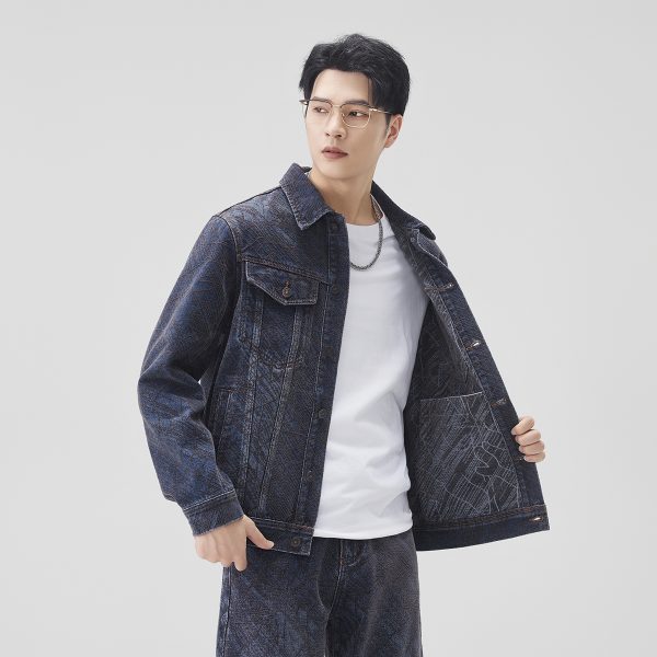 Y1506 Men's Chenille Tone‑on‑Tone Jacquard Denim Jackets