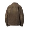 Y1509 Men's 14.5 OZ Boxy Vintage Distressed Brown Workwear Trucker Denim Jackets