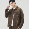 Y1509 Men's 14.5 OZ Boxy Vintage Distressed Brown Workwear Trucker Denim Jackets