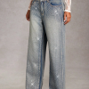 1788125423123452.png Women's 12.8 OZ All‑over Rhinestone Wide Leg Snow Wash Jeans