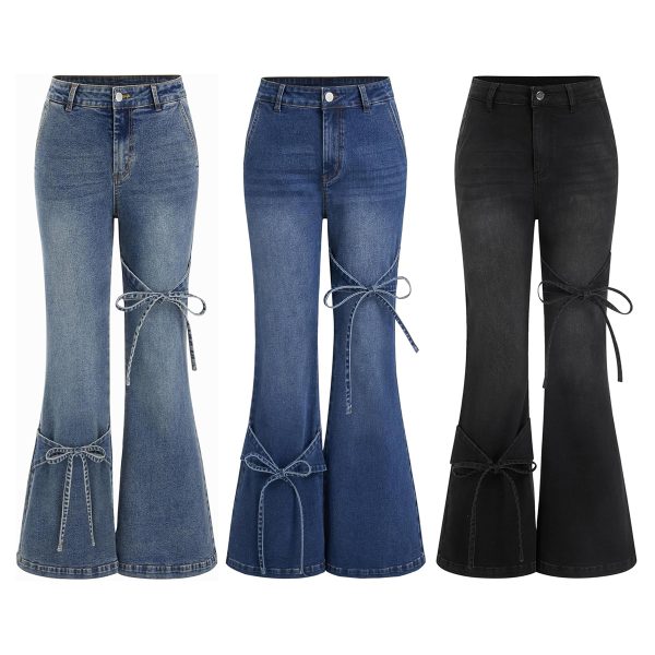 Women's 11.5 OZ High Rise Bow Tie Lace‑up Flare Jeans