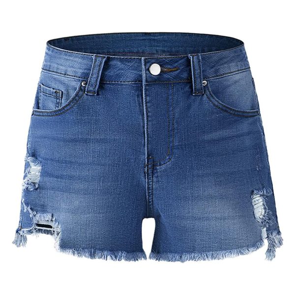 1788127994941865.jpg Women's 10.8 OZ High Rise Ripped Distressed Raw Hem Denim Shorts