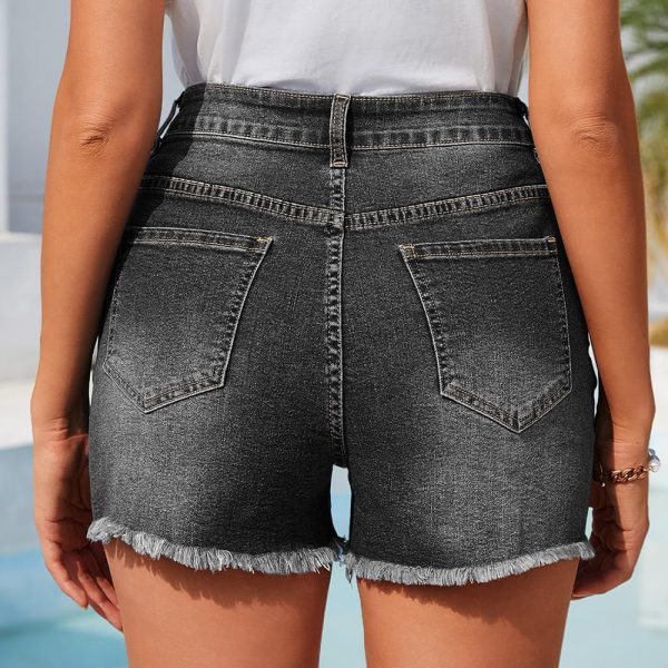 1788128137104645.jpg Women's 10.8 OZ High Rise Ripped Distressed Raw Hem Denim Shorts