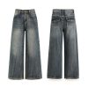 1788142804977350.jpg Women's 12.8 OZ Stretch High Rise Faded Wash Wide Leg Flap Back Pockets Jeans
