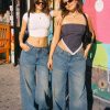 1788142840787567.jpg Women's 12.8 OZ Stretch High Rise Faded Wash Wide Leg Flap Back Pockets Jeans