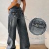 1788142861502999.jpg Women's 12.8 OZ Stretch High Rise Faded Wash Wide Leg Flap Back Pockets Jeans