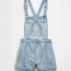 Women's 10.5 OZ Salt Wash Denim Short Bib Overalls