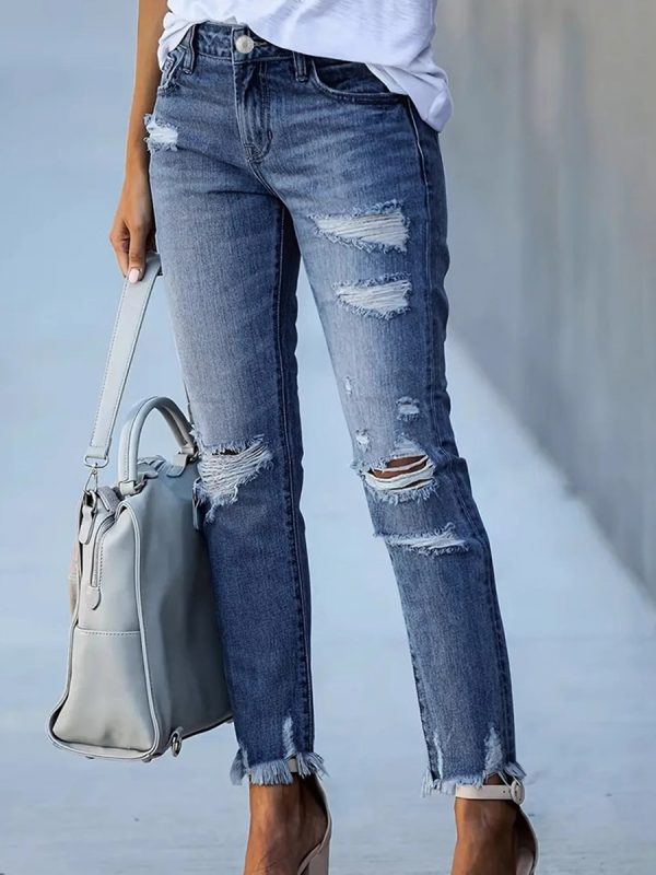 1788167303269512.jpg Women's 11.8 OZ High Rise Distressed Ankle Length Cropped Destroyed Ripped Skinny Jeans