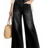 Women's 11.8 OZ Retro Cargo Square Front Patch Pockets Wide Leg Jeans