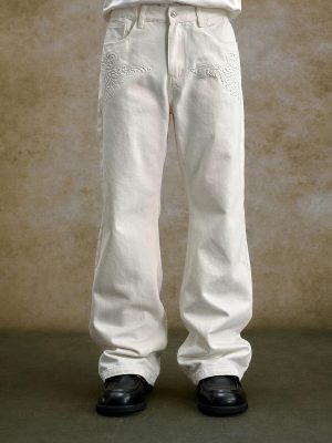 EMBD001 Men's 13 OZ 3D Embossed Embroidery Bootcut Jeans
