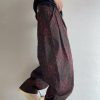 LBC001 Men's 3D Digital Burgundy Leopard All Over Printing Canvas Pants