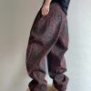 LBC001 Men's 3D Digital Burgundy Leopard All Over Printing Canvas Pants