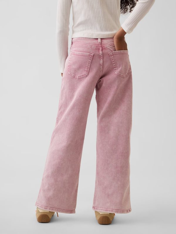 10 OZ Big Girls Y2K Pink Low Rise Wide Leg Cargo Jeans