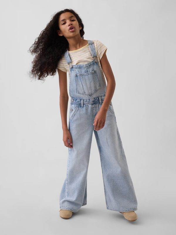 10.5 OZ Big Girls 70s Hippie Vintage Workwear Cargo Overalls