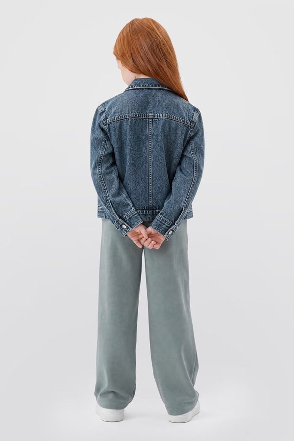 11.8 OZ Little Girls Vintage Cropped Acid Wash Rhinestone Denim Jackets