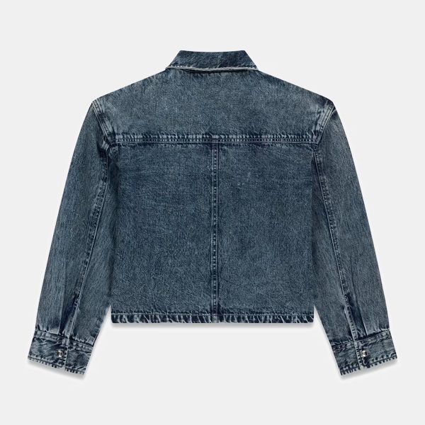 11.8 OZ Little Girls Vintage Cropped Acid Wash Rhinestone Denim Jackets