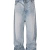 M-FJ013 Men's 13.2 OZ Light Stone Wash Vintage Blue Wide Leg Jeans