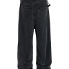 TJ113 Men's Enzyme Stone Wash Charcoal Black Baggy Jeans