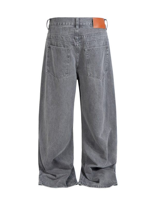 ZJ089 Men's 13.2 OZ Washed Grey Raw Denim Jeans