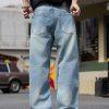 N0108 Men's 13.8 oz Laser Etching Regular Straight Jeans