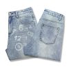 N0108 Men's 13.8 oz Laser Etching Regular Straight Jeans