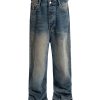FJ071 Men's 14.6 OZ Mud Vintage Wash Relaxed Straight Jeans