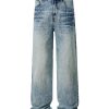 9912 Men's Vintage Acid Snow Wash Hand‑Brushed Whiskers Jeans