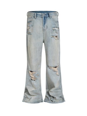 1788828247760546.jpg TJ162 Men's 13.2 OZ Vintage Ripped Splatter Painting Bootcut Jeans